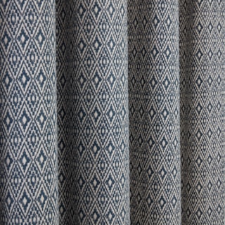 Aztec Navy 3 Pencil Pleat Ready Made Curtains