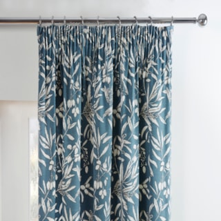 Aviary Bluebell Pencil Pleat Ready Made Curtains Aviary Bluebell Pencil Pleat Ready Made Curtains