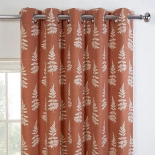 Esher Terracotta Ready Made Eyelet Curtain Esher Terracotta Ready Made Eyelet Curtain