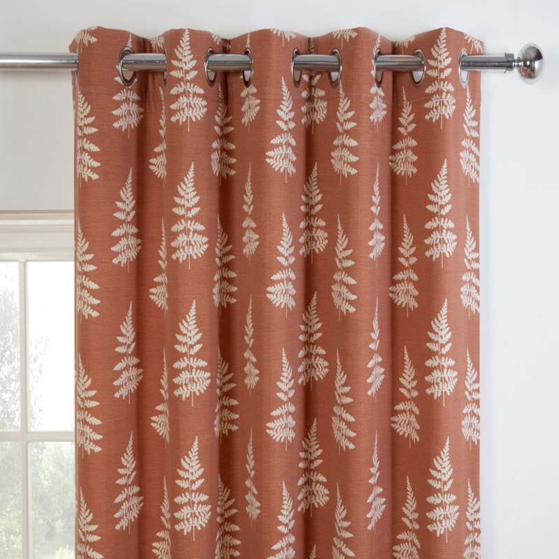 Esher Terracotta Ready Made Eyelet Curtain Esher Terracotta Ready Made Eyelet Curtain