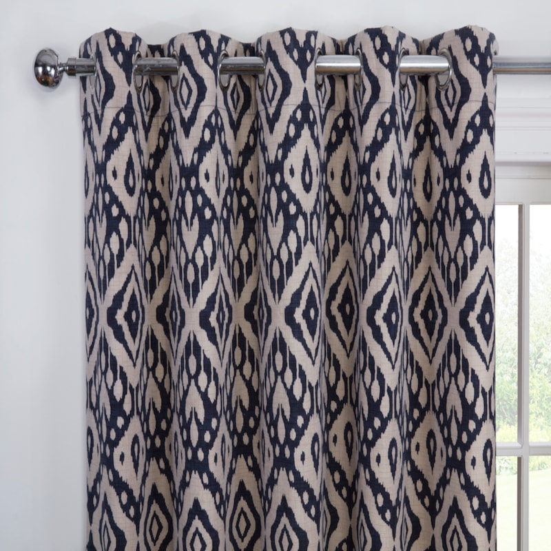 Marrakech Navy Ready Made Eyelet Curtain Marrakech Navy Ready Made Eyelet Curtain