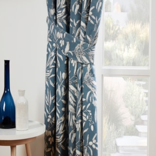 Aviary Bluebell Pencil Pleat Ready Made Curtains Aviary Bluebell Pencil Pleat Ready Made Curtains