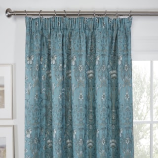 Kyoto Blue Ready Made Pencil Pleat Curtain Kyoto Blue Ready Made Pencil Pleat Curtain