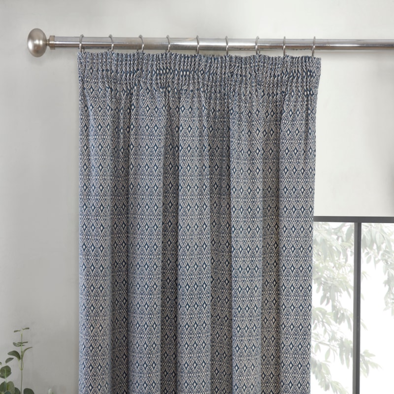 Aztec Navy 3 Pencil Pleat Ready Made Curtains Aztec Navy 3 Pencil Pleat Ready Made Curtains