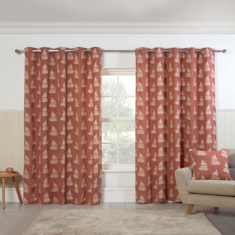 Esher Terracotta Ready Made Eyelet Curtain Esher Terracotta Ready Made Eyelet Curtain