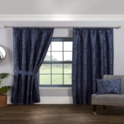 Tegola Navy Ready Made Pencil Pleat Curtain Tegola Navy Ready Made Pencil Pleat Curtain