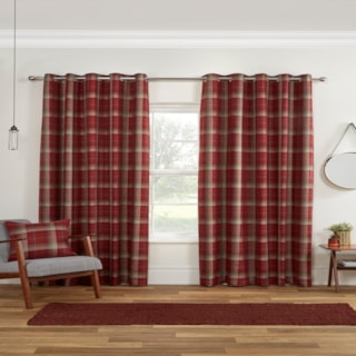 Carnoustie Red Eyelet Ready Made Curtains
