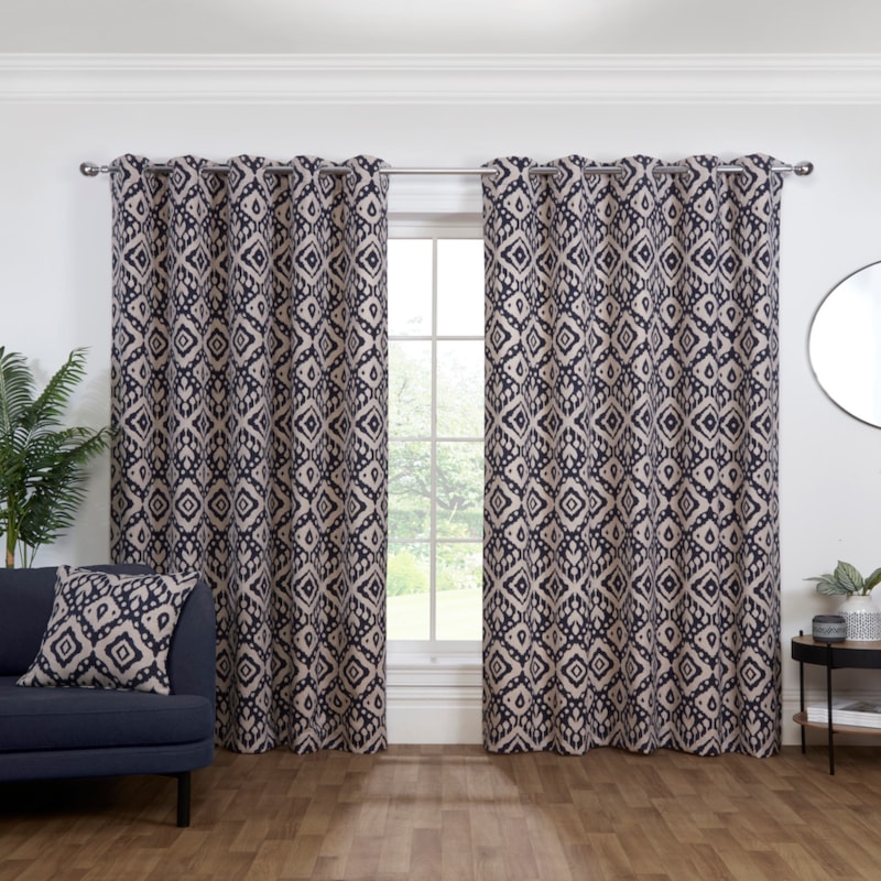 Marrakech Navy Ready Made Eyelet Curtain Marrakech Navy Ready Made Eyelet Curtain